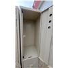 Image 5 : Beige Two-Tier Metal Lockers, Two Columns with Full-Height Upper and Half-Height Lower Compartments