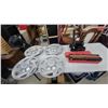 Image 1 : Set of Four Ford Econoline Silver Hubcaps, Warning Triangle, and More