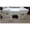 Image 2 : Art Deco Waterfall Vanity with Round Mirror, Four Drawers, White Painted Finish, Circa 1940s