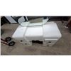 Image 3 : Art Deco Waterfall Vanity with Round Mirror, Four Drawers, White Painted Finish, Circa 1940s