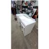 Image 5 : Art Deco Waterfall Vanity with Round Mirror, Four Drawers, White Painted Finish, Circa 1940s