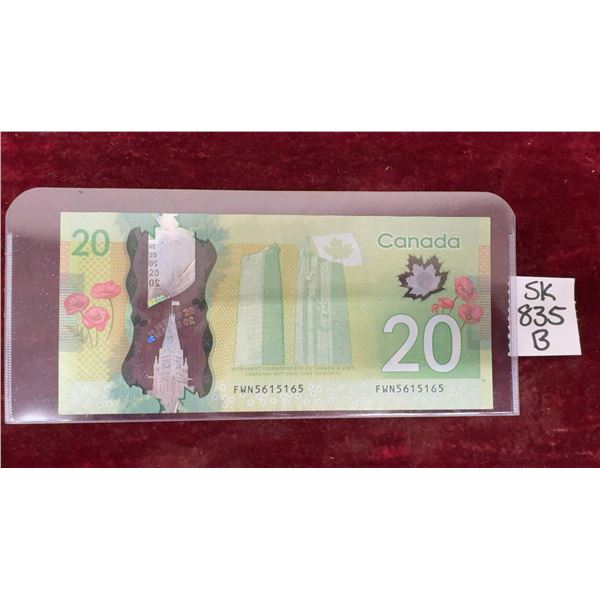 Canada $20 Bill With "Radar" Serial No. 5615165