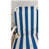 Image 3 : Pair of Blue and White Striped Folding Beach Chairs with White Frames and Grocery Cart