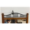 Image 2 : Wood Framed Wall Mirror With Black Metal Arched Scrollwork Top- 49" Tall X 40.5" Wide