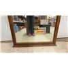 Image 3 : Wood Framed Wall Mirror With Black Metal Arched Scrollwork Top- 49" Tall X 40.5" Wide