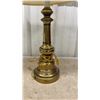 Image 8 : Pair of Traditional Brass Table Lamps with Off-White Pleated Fabric Shades
