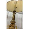 Image 9 : Pair of Traditional Brass Table Lamps with Off-White Pleated Fabric Shades