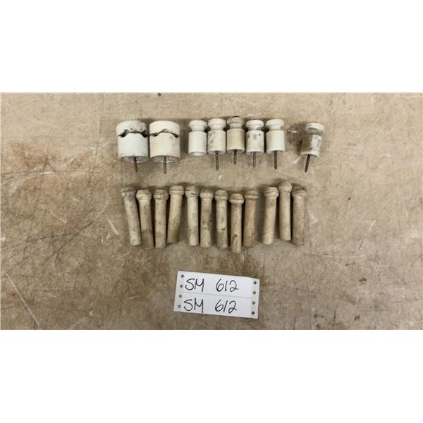 Vintage Porcelain Knob and Tube Wiring Insulators, Including Spool Knobs, Tubes, and Split Knobs