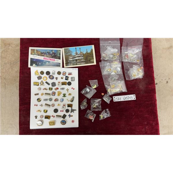 Collection of 100 and More Vintage Lapel Pins Including Roadeo '91, Canadian Provincial