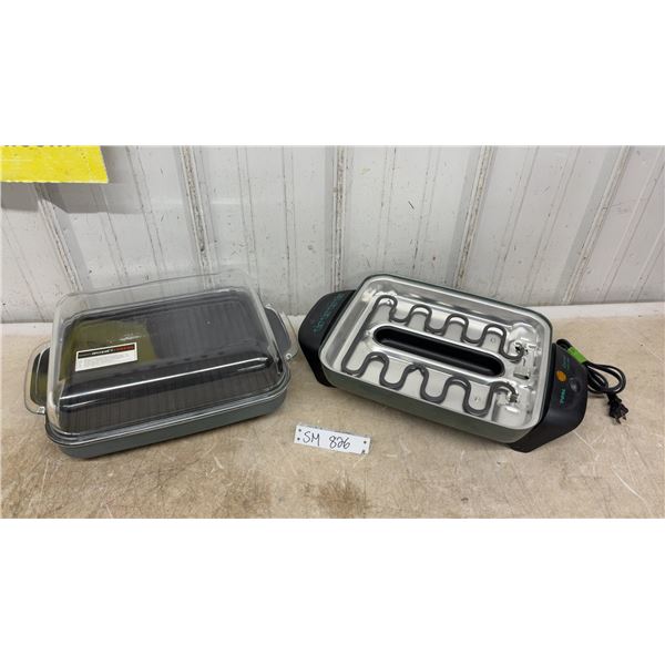 T-fal Model T 39 Electric Barbeque Grill with Clear Domed Lid and Ribbed Non-Stick Cooking Surface