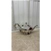 Image 4 : Silver-Plated Tea and Coffee Set with Tray, Creamer, Sugar Bowl, and Flower Frog Holder