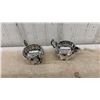 Image 7 : Silver-Plated Tea and Coffee Set with Tray, Creamer, Sugar Bowl, and Flower Frog Holder