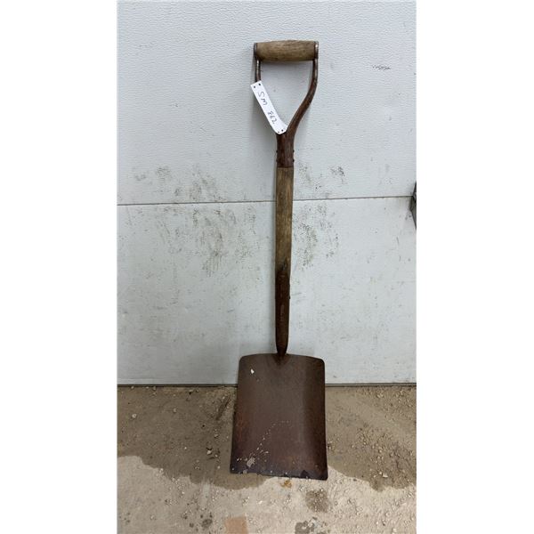 Vintage D-Handle Square Point Shovel with Wooden Handle and Steel Blade