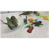 Image 5 : Assorted Plastic Dinosaur Figures, Toy Jeep, and Interlocking Track Pieces