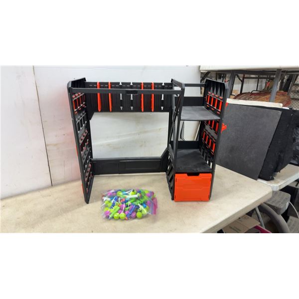 Nerf Blaster Modular Storage Rack with Assortment of Elite Darts and Rival Foam Rounds