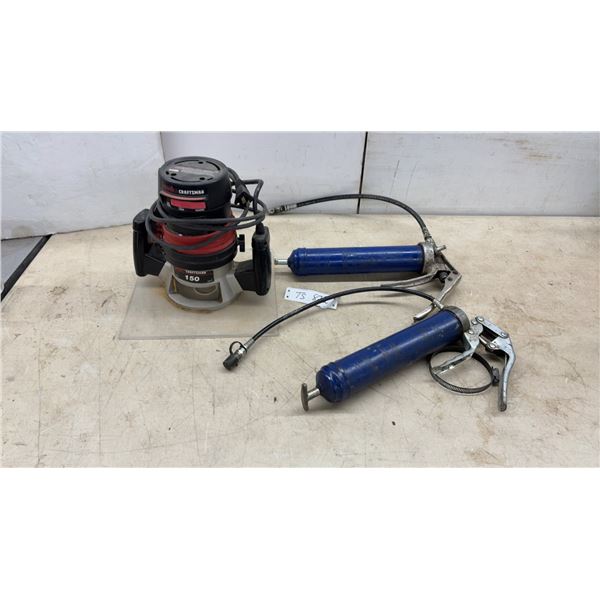 Sears Craftsman Model 150 Router, 8.0 Amp, 25,000 Revolutions per Minute and Two Grease Guns