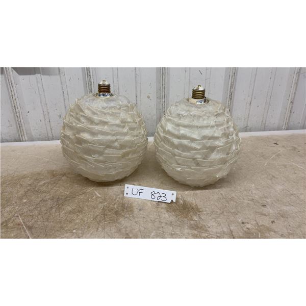Pair of Vintage Mid-Century Modern Spherical Lucite Light Shades