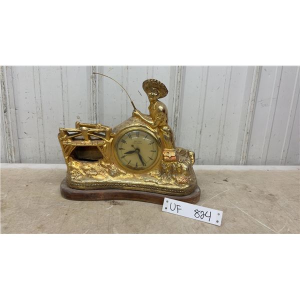 Vintage United Self Starting "Fisherman's Dream" Animated Electric Mantel Clock, Circa 1940s