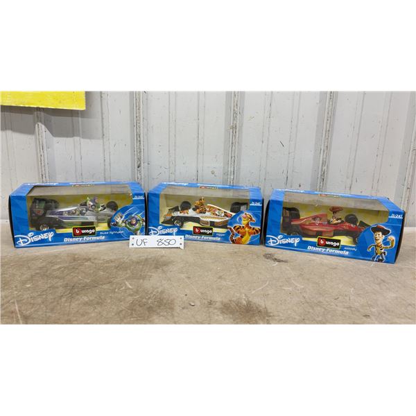 Bburago Disney Formula 1:24 Scale Die-Cast Cars, Buzz Lightyear, Tigger, and Woody