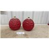 Image 1 : Pair of Red Textured Spherical Decorative Lucite Light Bulb Shades, Ornament Style