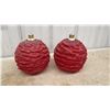 Image 2 : Pair of Red Textured Spherical Decorative Lucite Light Bulb Shades, Ornament Style