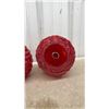 Image 3 : Pair of Red Textured Spherical Decorative Lucite Light Bulb Shades, Ornament Style