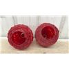 Image 4 : Pair of Red Textured Spherical Decorative Lucite Light Bulb Shades, Ornament Style