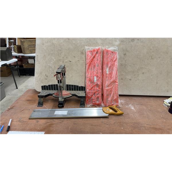Craftsman Miter Box with Sears Kromedge 26" 11-Point Saw and 2 New Powerfist Tool Holders
