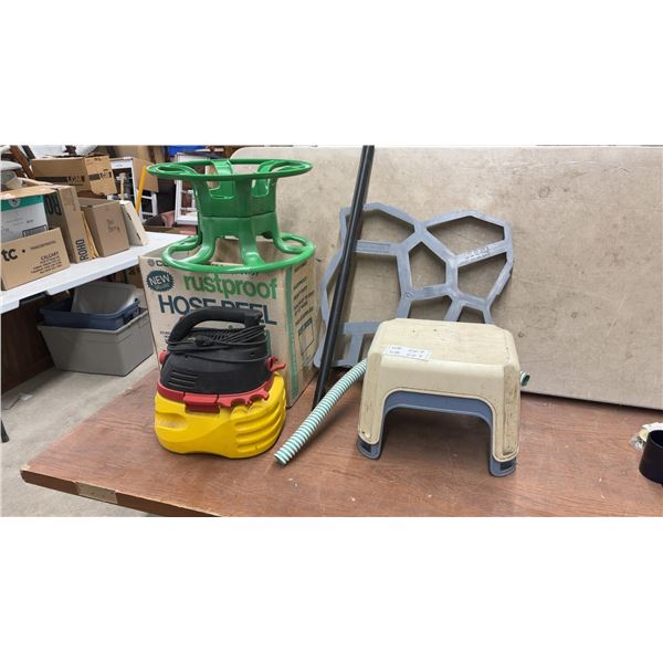 Continental CA-200 Deluxe Rustproof Hose Reel, Stinger Wet/Dry Vacuum, 2 Step Stools