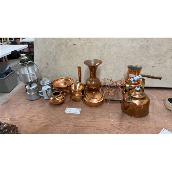 Copper Craft Partial Set, Aluminum Pancake Dispenser, Tea Kettle and More