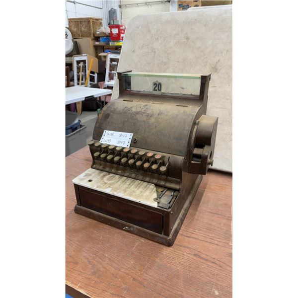 Antique National Cash Register Model 726 Manual Push-Button Register With Crank, 1924