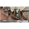Image 4 : Vintage Silverplate Serveware, Cut Glass Dishes, Solingen Knife, Floral Tray, and More
