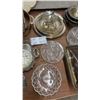 Image 6 : Vintage Silverplate Serveware, Cut Glass Dishes, Solingen Knife, Floral Tray, and More