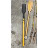 Image 2 : 6 Fishing Rods, Wooden Paddle, and Yellow Plastic Oar