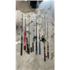 Image 1 : Assortment of Fishing Rods With Shakespeare Alpha 070 Graphite Spinning Reel and More