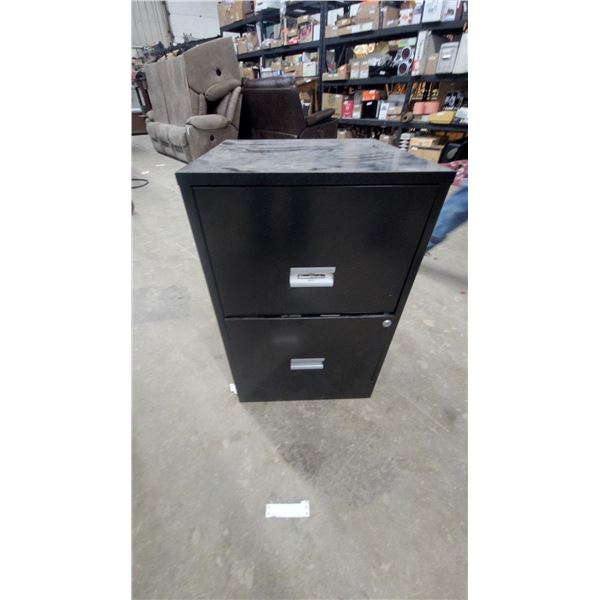 SteelWorks Two-Drawer Vertical Metal Filing Cabinet, Black, with Lock and File Folders
