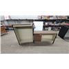 Image 1 : Two-Piece Modular Office Workstation with Open Storage Cabinet and Desk Return