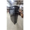 Image 2 : Black Wooden Armoire with Two Doors, Two Drawers, and Gold Goblet-Shaped Handles 67 x 35 x 17"