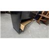 Image 5 : Black Wooden Armoire with Two Doors, Two Drawers, and Gold Goblet-Shaped Handles 67 x 35 x 17"
