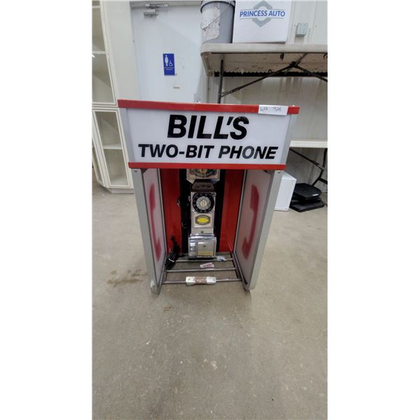 Custom MTS "Bill's Two-Bit Phone" Booth with Vintage Rotary Dial Public Pay Station Payphone