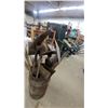 Image 5 : Barrel of Assorted Garden Tools Including Shovels, Hoes, Rakes, Pickaxe, Plow Shares and More