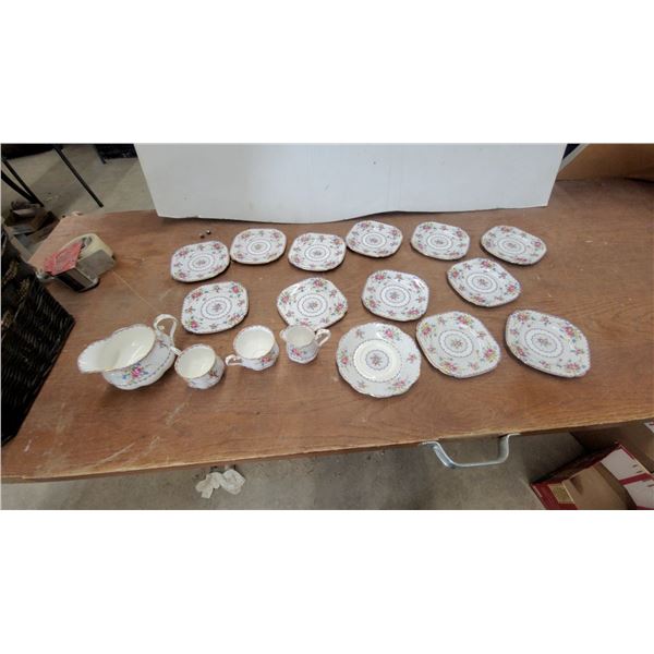 Royal Albert Petit Point Fine Bone China Tea Set, Cups, Saucers, Plates, Creamer 17x