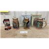Image 1 : Budweiser "A Perfect Christmas" Holiday Stein and Three "Discovery of America" Commemorative Steins