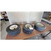 Image 1 : Three Carlisle and Kenda 18 x 8.50 x 8 Turf Tires on White 4-Lug Steel Rims