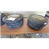 Image 4 : Three Carlisle and Kenda 18 x 8.50 x 8 Turf Tires on White 4-Lug Steel Rims
