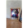 Image 1 : Vintage Budweiser "King of Beers" Advertising Mirror Clock with Eagle Logo, Wood Frame 19 x 13"