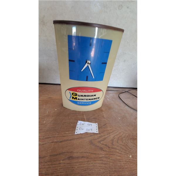 Vintage GM Guardian Maintenance Quality Service Advertising Display Clock, Lighted, Mid-Century