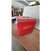 Image 4 : Vintage Picnic Cavalier "Drink Coca-Cola" Model 101 Red Metal Cooler with Chrome Handles