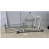 Image 1 : Chrome Shoe Rack, Two-Tier Hanging Shower Caddy, White Grab Bar, and 2 Chrome Grab Bar, 34"