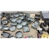 Image 4 : Assorted Electrical Boxes, Intermatic T100 Series Sign Timers, Push-A-Magic Breakers, Brass Switch